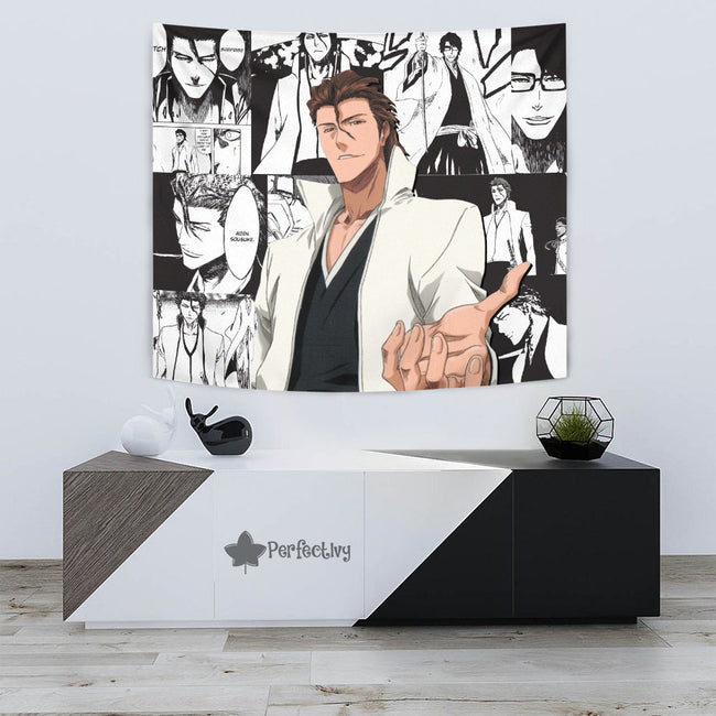 Aizen Sosuke Tapestry Custom Bleach Anime Manga Room Wall Decor 3 - PerfectIvy