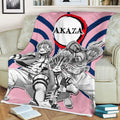 Akaza Fleece Blanket Custom Demon Slayer Anime Uniform Mix Manga Style 3 - PerfectIvy