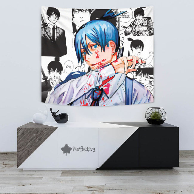 Aki Hayakawa Tapestry Custom Chainsaw Man Anime Manga Room Decor 3 - PerfectIvy