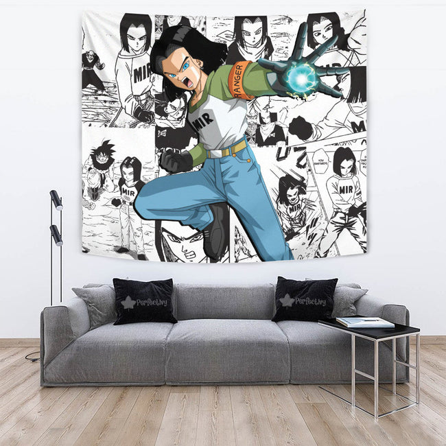 Android 17 Tapestry Custom Dragon Ball Anime Manga Room Decor 2 - PerfectIvy