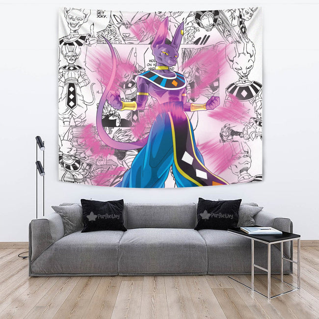 Beerus Tapestry Custom Dragon Ball Anime Manga Room Decor 2 - PerfectIvy