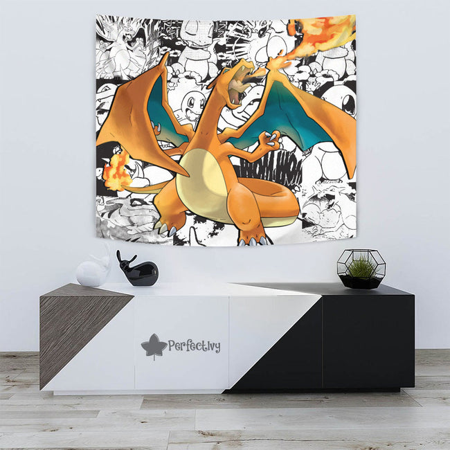 Charizard Tapestry Custom Pokemon Manga Anime Room Decor 3 - PerfectIvy