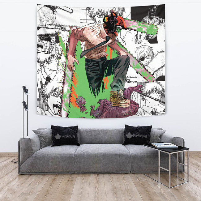 Denji Tapestry Custom Chainsaw Man Anime Manga Room Decor 2 - PerfectIvy