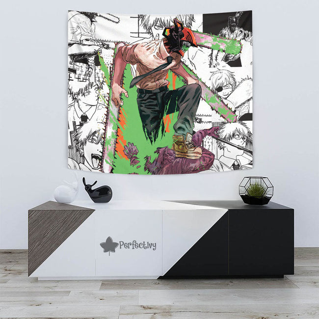 Denji Tapestry Custom Chainsaw Man Anime Manga Room Decor 3 - PerfectIvy