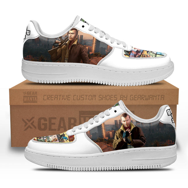 GTA Niko Bellic Sneakers Custom Video Game Shoes 2 - PerfectIvy