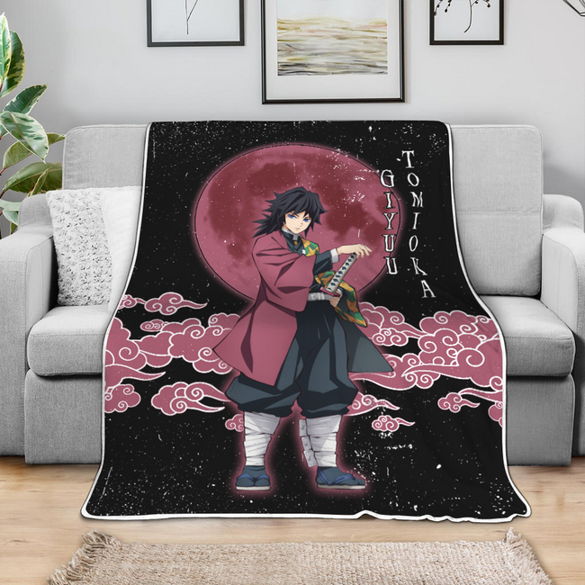 Giyuu Tomioka Blanket Custom Moon Style Demon Slayer Anime Bedding 4 - PerfectIvy