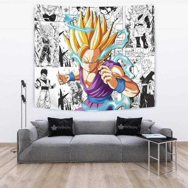 Gohan SSj Tapestry Custom Dragon Ball Anime Manga Room Decor 2 - PerfectIvy