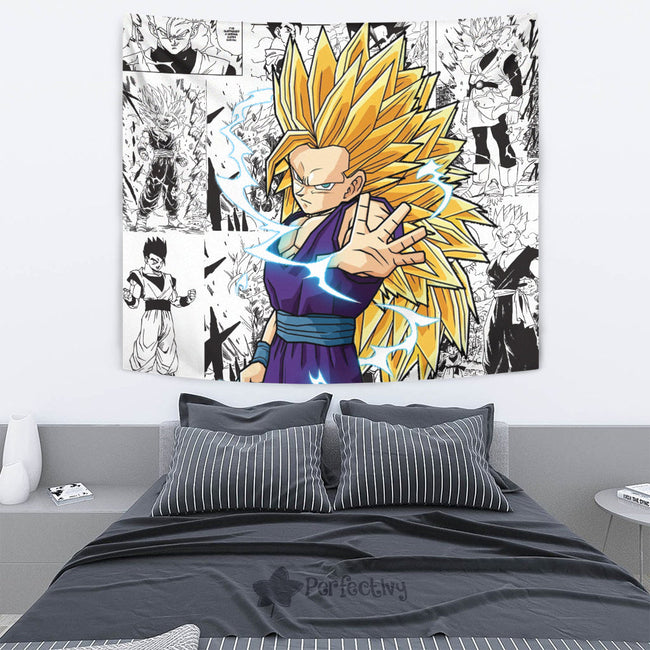 Gohan SSj3 Tapestry Custom Dragon Ball Anime Manga Room Decor 4 - PerfectIvy