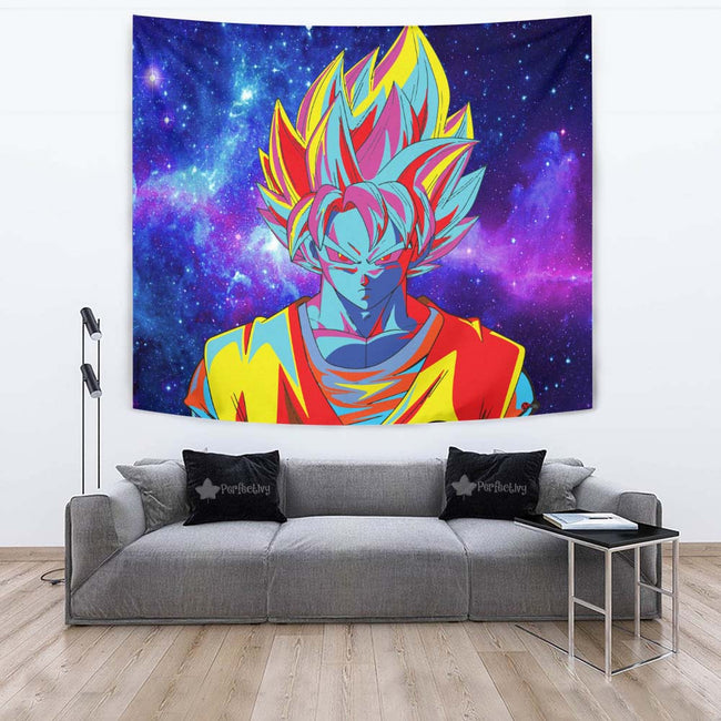 Goku Blue Tapestry Custom Dragon Ball Anime Room Decor 4 - PerfectIvy