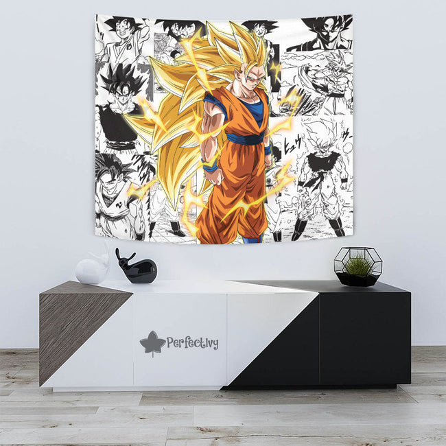 Goku SSJ3 Tapestry Custom Dragon Ball Anime Manga Room Decor 3 - PerfectIvy