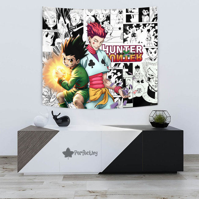 Gon Freecss And Hisoka Tapestry Custom Hunter x Hunter Anime mix Manga Home Room Wall Decor 3 - PerfectIvy