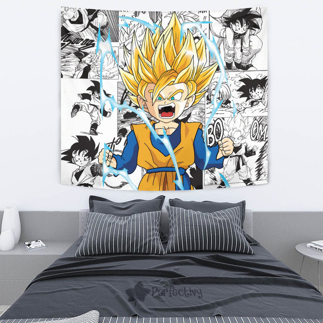Goten SSj Tapestry Custom Dragon Ball Anime Manga Room Decor 4 - PerfectIvy