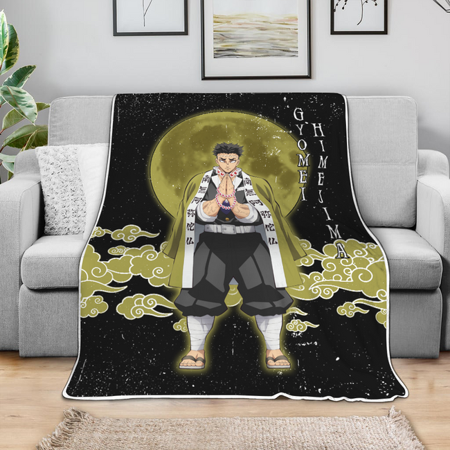 Gyomei Himejima Blanket Custom Moon Style Demon Slayer Anime Bedding 4 - PerfectIvy