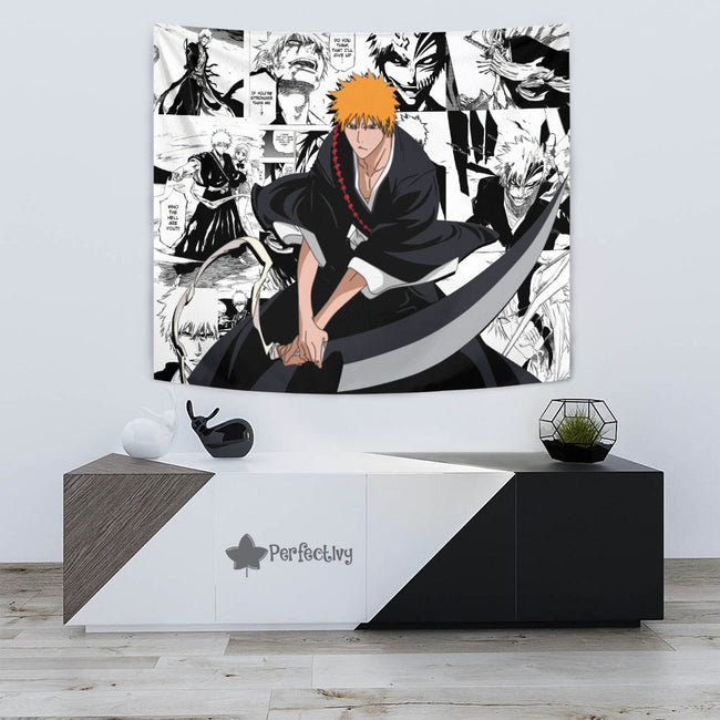 Ichigo Kurosaki Tapestry Custom Bleach Anime Manga Room Wall Decor 4 - PerfectIvy