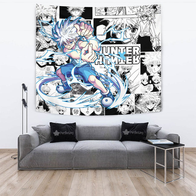 Killua Godspeed Tapestry Custom Hunter x Hunter Anime mix Manga Home Room Wall Decor 4 - PerfectIvy
