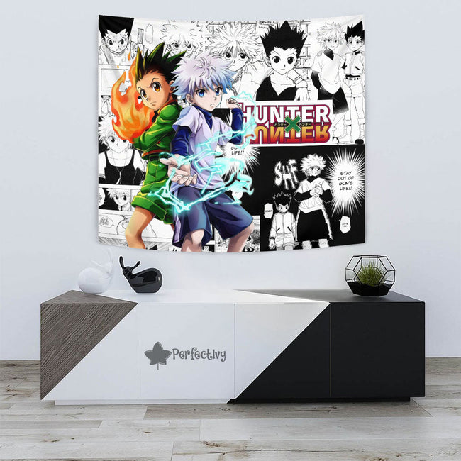 Killua Zoldyck And Gon Freecss Tapestry Custom Hunter x Hunter Anime mix Manga Home Room Wall Decor 3 - PerfectIvy