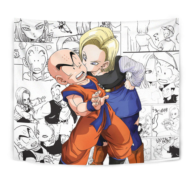 Krillin x Android 18 Tapestry Custom Dragon Ball Anime Room Decor 1 - PerfectIvy