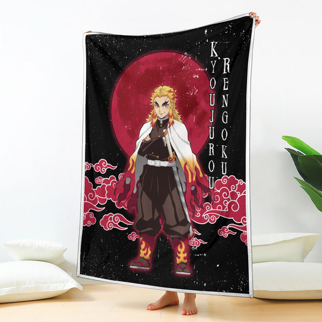 Kyoujurou Rengoku Blanket Custom Moon Style Demon Slayer Anime Bedding 2 - PerfectIvy