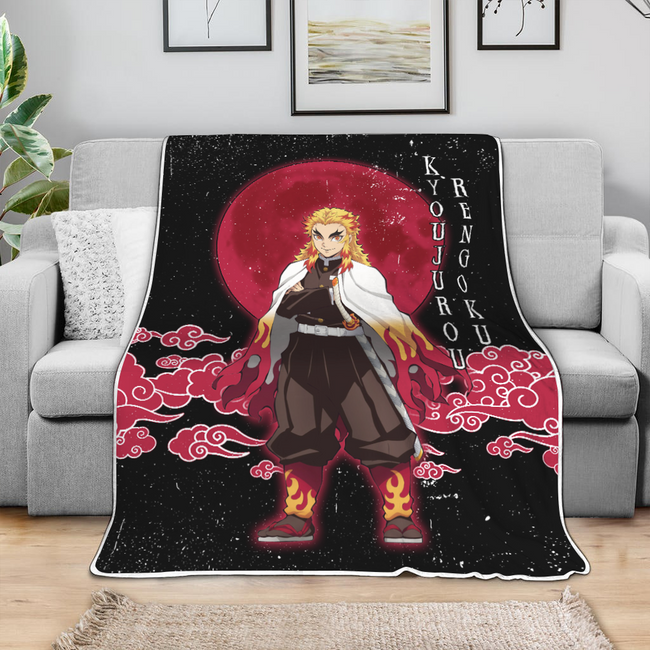 Kyoujurou Rengoku Blanket Custom Moon Style Demon Slayer Anime Bedding 4 - PerfectIvy