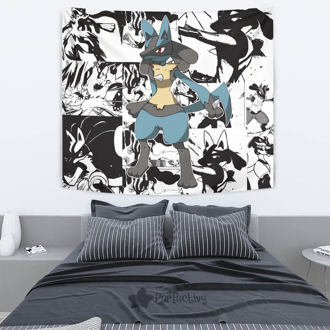 Lucario Tapestry Custom Pokemon Manga Anime Room Decor 2 - PerfectIvy