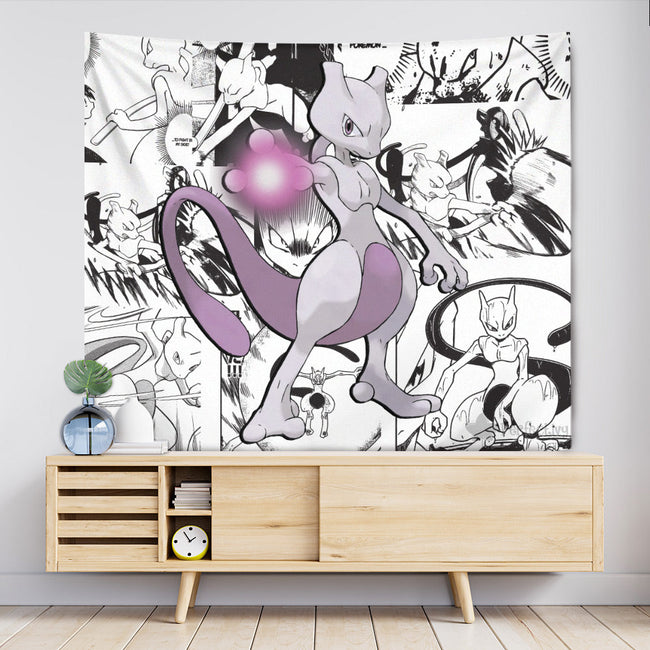 Mewtwo Tapestry Custom Pokemon Manga Anime Room Decor 2 - PerfectIvy