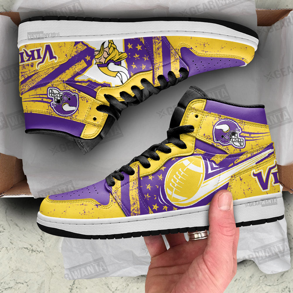 Minnesota Vikings Football Logo Custom Air Jordan 4 Shoes - Reallgraphics