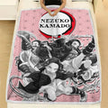 Nezuko Fleece Blanket Custom Demon Slayer Anime Uniform Mix Manga Style 4 - PerfectIvy