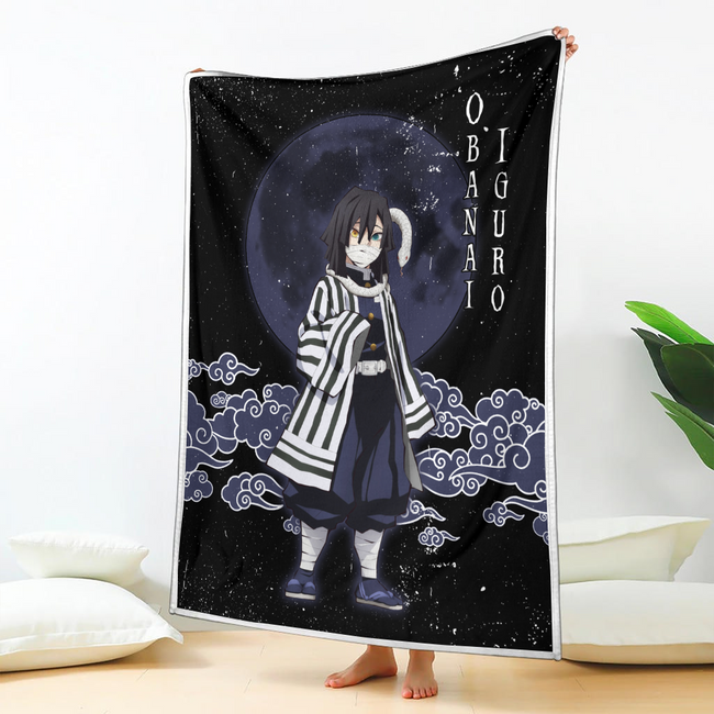 Obanai Iguro Blanket Custom Moon Style Demon Slayer Anime Bedding 2 - PerfectIvy