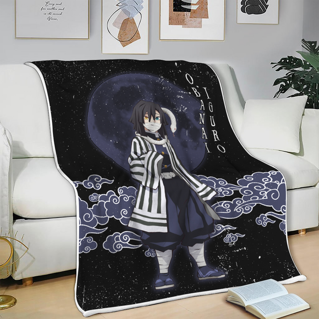 Obanai Iguro Blanket Custom Moon Style Demon Slayer Anime Bedding 3 - PerfectIvy