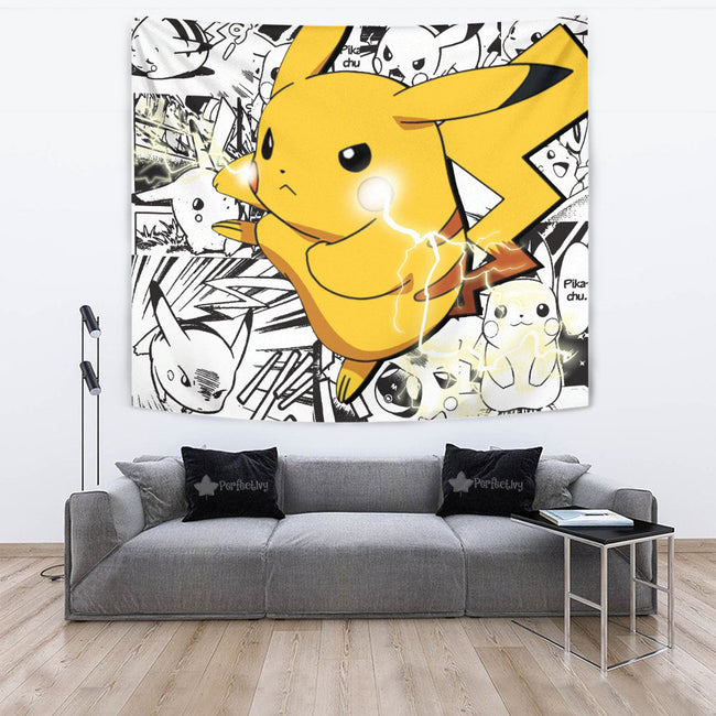 Pikachu Tapestry Custom Pokemon Manga Anime Room Decor 2 - PerfectIvy