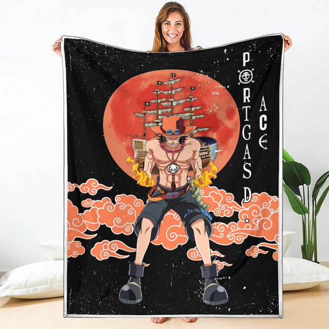 Portgas D. Ace Blanket Moon Style Custom One Piece Anime Bedding 1 - PerfectIvy