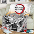 Rengoku Fleece Blanket Custom Demon Slayer Anime Uniform Mix Manga Style 3 - PerfectIvy