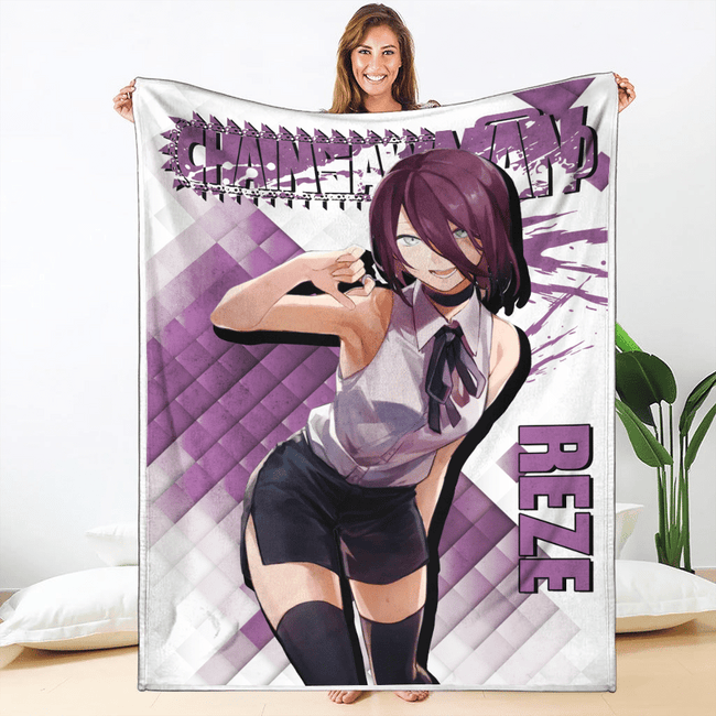 Reze Blanket Fleece Custom Chainsaw Man Anime Bedding 1 - PerfectIvy