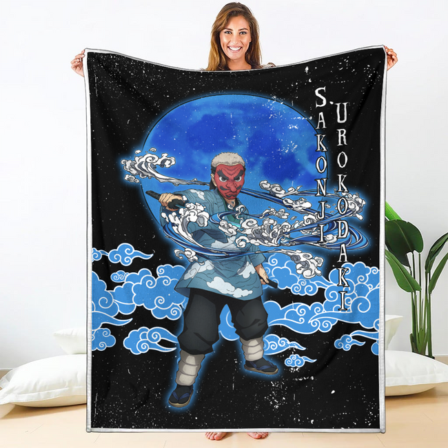Sakonji Urokodaki Blanket Custom Moon Style Demon Slayer Anime Bedding 1 - PerfectIvy