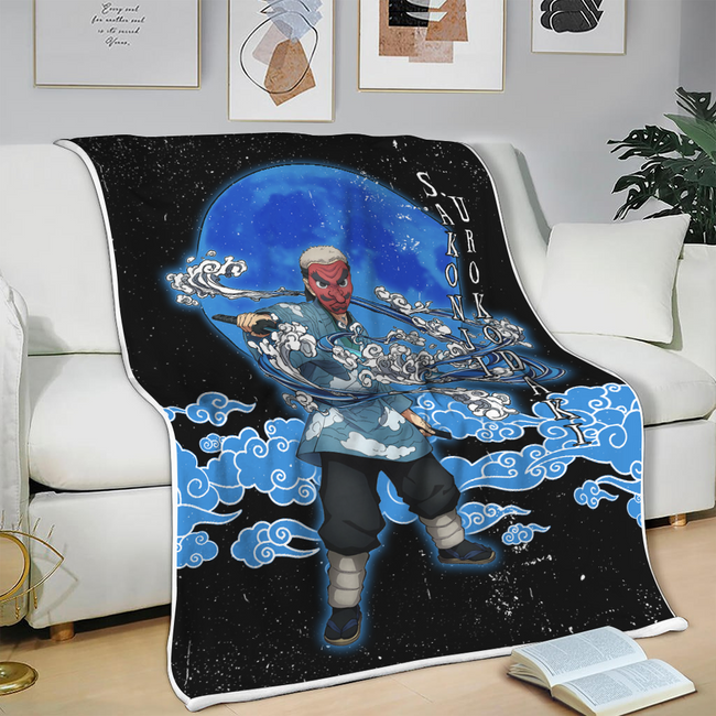 Sakonji Urokodaki Blanket Custom Moon Style Demon Slayer Anime Bedding 3 - PerfectIvy
