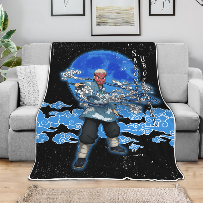 Sakonji Urokodaki Blanket Custom Moon Style Demon Slayer Anime Bedding 4 - PerfectIvy