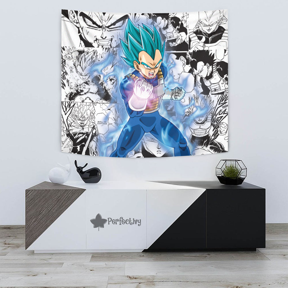 Vegeta Blue Tapestry Custom Dragon Ball Anime Manga Room Decor Perfectivy