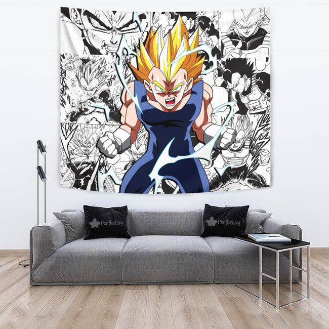 Vegeta SSj Tapestry Custom Dragon Ball Anime Manga Room Decor 2 - PerfectIvy