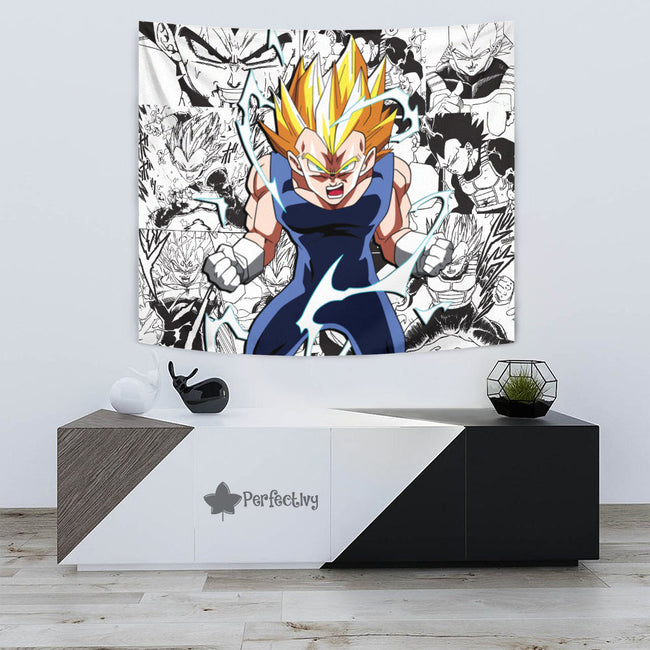 Vegeta SSj Tapestry Custom Dragon Ball Anime Manga Room Decor 3 - PerfectIvy
