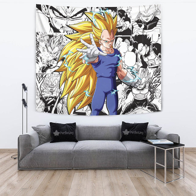 Vegeta SSj3 Tapestry Custom Dragon Ball Anime Manga Room Decor 2 - PerfectIvy