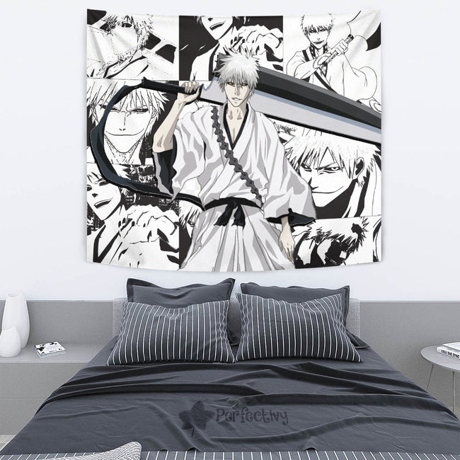 White Ichigo Zangetsu Tapestry Custom Bleach Anime Manga Room Wall Decor 4 - PerfectIvy