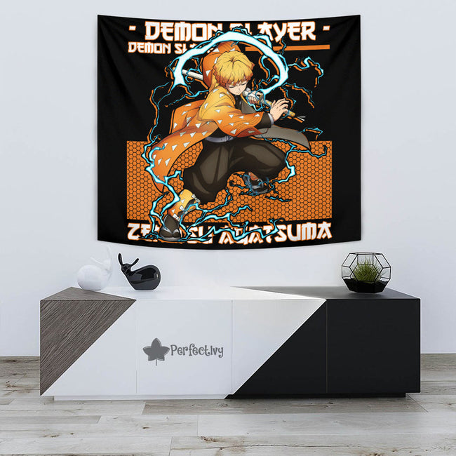 Zenitsu Agatsuma Tapestry Custom Demon Slayer Anime Home Decor 3 - PerfectIvy