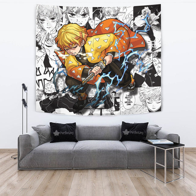 Zenitsu Agatsuma Tapestry Custom Demon Slayer Anime Manga Room Decor 2 - PerfectIvy