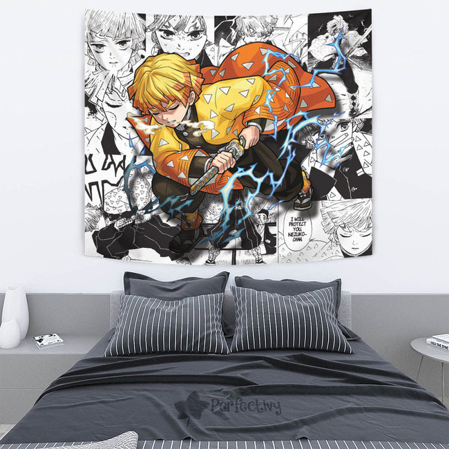 Zenitsu Agatsuma Tapestry Custom Demon Slayer Anime Manga Room Decor 3 - PerfectIvy