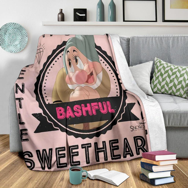Bashful Dwarf Snow White Fleece Blanket For Bedding Decor 3 - PerfectIvy
