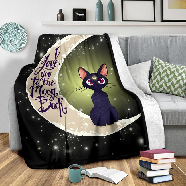 Cat Fleece Blanket I Love You To The Moon And Back 3 - PerfectIvy