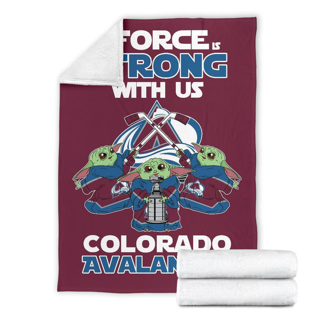 Colorado Avalanche Baby Yoda Fleece Blanket The Force Strong 7 - PerfectIvy