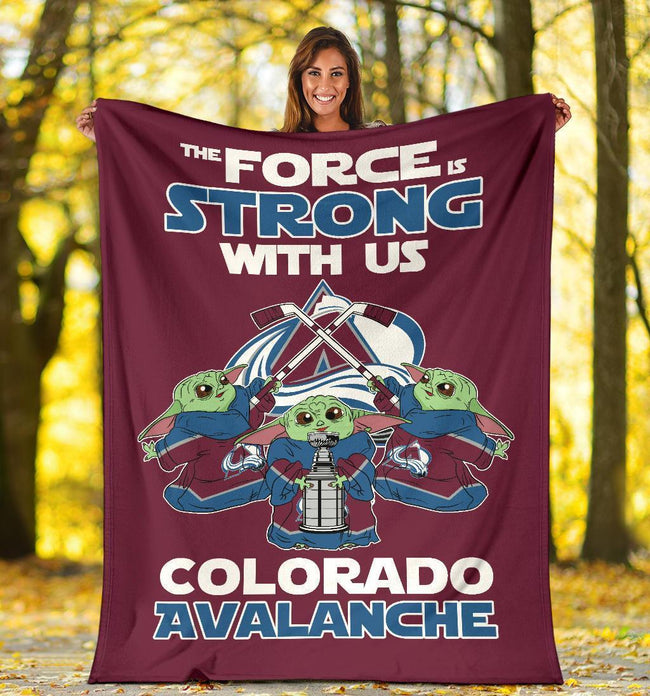 Colorado Avalanche Baby Yoda Fleece Blanket The Force Strong 1 - PerfectIvy