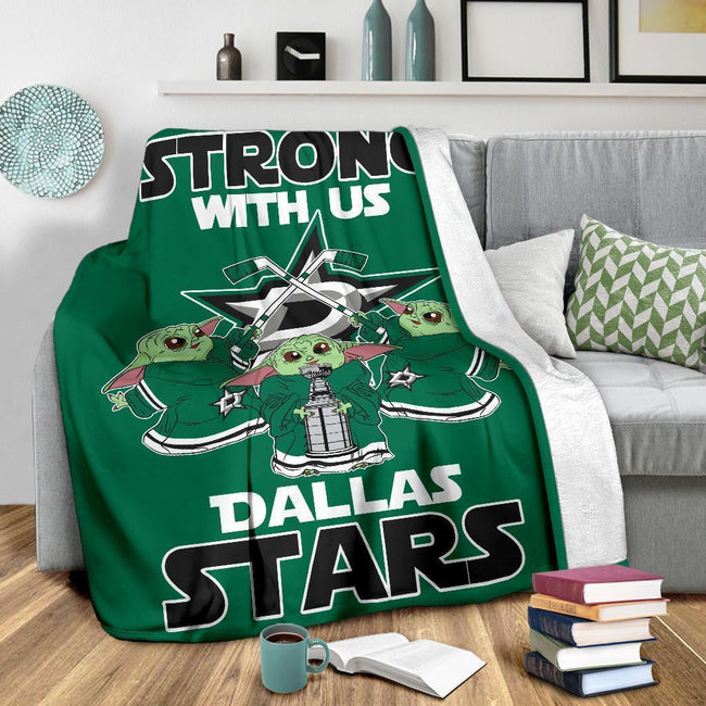 Dallas Stars Baby Yoda Fleece Blanket The Force Is Strong 4 - PerfectIvy