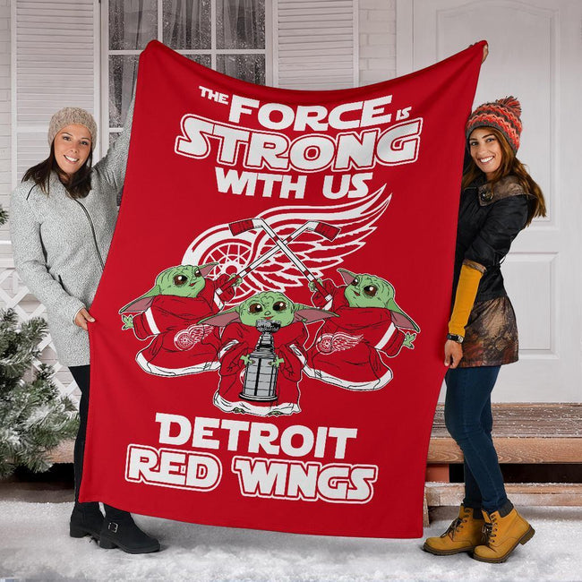 Detroit Red Wings Baby Yoda Fleece Blanket The Force Strong 6 - PerfectIvy